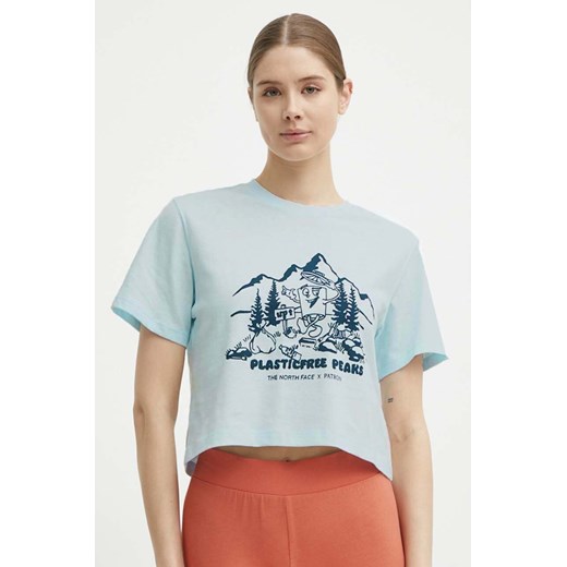 The North Face t-shirt bawełniany damski kolor niebieski NF0A87E0O0R1 ze sklepu ANSWEAR.com w kategorii Bluzki damskie - zdjęcie 172243850