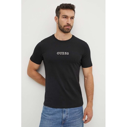 Guess t-shirt bawełniany męski kolor czarny z aplikacją M4GI92 I3Z14 ze sklepu ANSWEAR.com w kategorii T-shirty męskie - zdjęcie 172243890