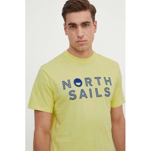 North Sails t-shirt bawełniany męski kolor żółty z aplikacją 692973 ze sklepu ANSWEAR.com w kategorii T-shirty męskie - zdjęcie 172243900