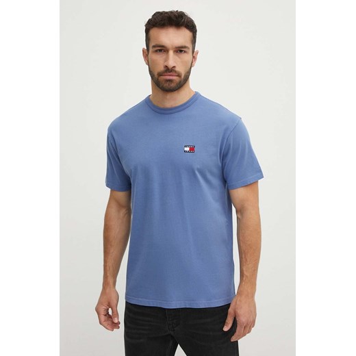 Tommy Jeans t-shirt bawełniany męski kolor niebieski gładki DM0DM18912 ze sklepu ANSWEAR.com w kategorii T-shirty męskie - zdjęcie 172243934