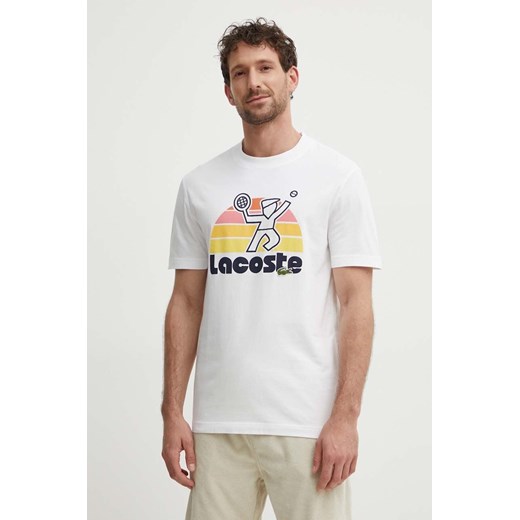 Lacoste t-shirt bawełniany męski kolor biały z nadrukiem ze sklepu ANSWEAR.com w kategorii T-shirty męskie - zdjęcie 172243964
