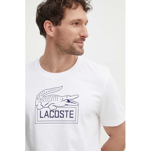 Lacoste t-shirt męski kolor beżowy z nadrukiem ze sklepu ANSWEAR.com w kategorii T-shirty męskie - zdjęcie 172243974