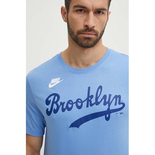 Nike t-shirt bawełniany Brooklyn Dodgers męski kolor niebieski z nadrukiem ze sklepu ANSWEAR.com w kategorii T-shirty męskie - zdjęcie 172243983