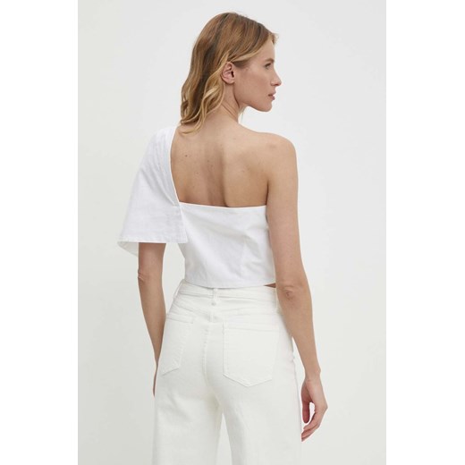 Bluzka damska biała Answear Lab z okrągłym dekoltem z krótkim rękawem 