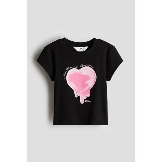 H & M - T-shirt w prążki - Czarny ze sklepu H&M w kategorii Bluzki dziewczęce - zdjęcie 172244870
