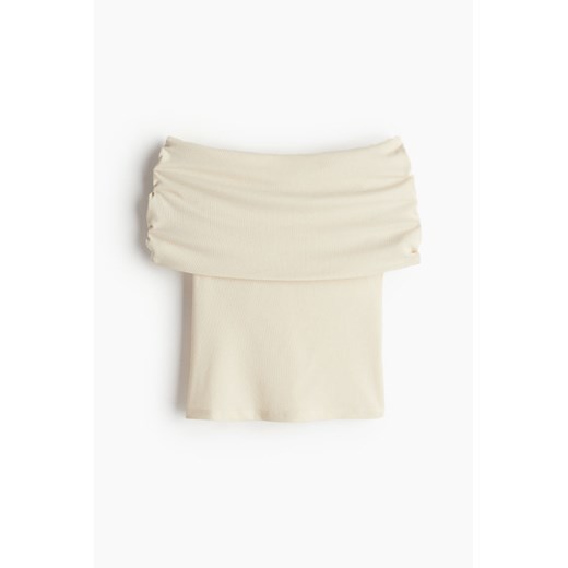 H & M - Prążkowany top z odkrytymi ramionami - Beżowy H & M XL H&M