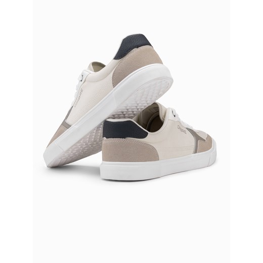 Męskie buty sneakersy z kolorowymi akcentami - kremowe V2 OM-FOTL-0146 44 okazja ombre