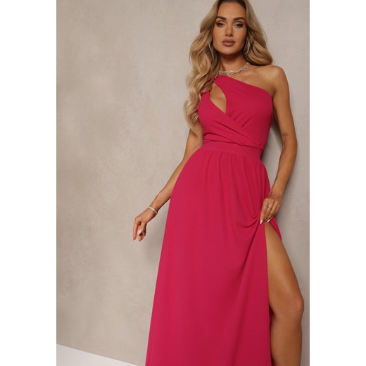 Różowa Asymetryczna Sukienka Rozkloszowana Maxi Adavia Renee M wyprzedaż Renee odzież