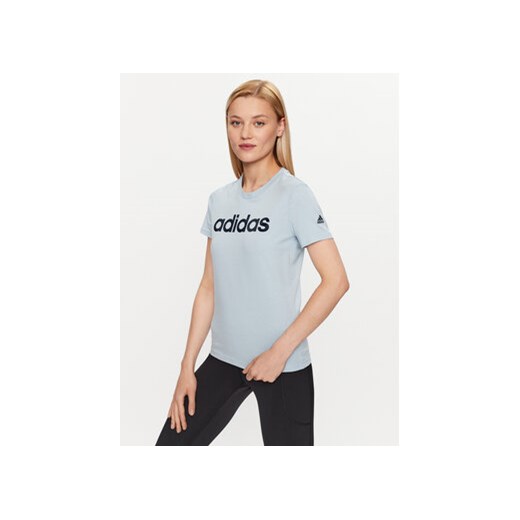 adidas T-Shirt Essentials Slim Logo T-Shirt IM2832 Błękitny Slim Fit ze sklepu MODIVO w kategorii Bluzki damskie - zdjęcie 172247923