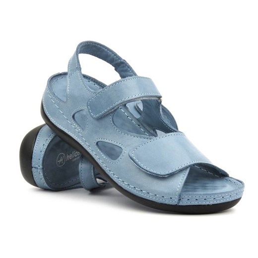 Skórzane sandały damskie na rzepy - Helios 1203, niebieskie ze sklepu ulubioneobuwie w kategorii Sandały damskie - zdjęcie 172248241