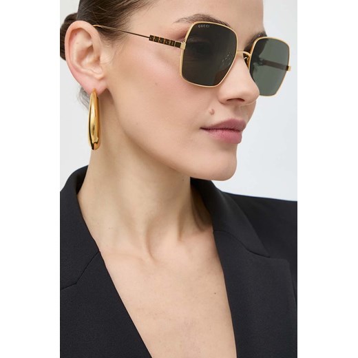 Gucci okulary przeciwsłoneczne damskie kolor złoty GG1434S Gucci 57 ANSWEAR.com