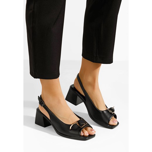 Czarne sandały na słupku Payge ze sklepu Zapatos w kategorii Sandały damskie - zdjęcie 172249454