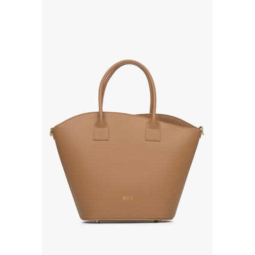 Estro: Brązowa torebka damska typu shopper z włoskiej skóry naturalnej Premium ze sklepu Estro w kategorii Torby Shopper bag - zdjęcie 172249612