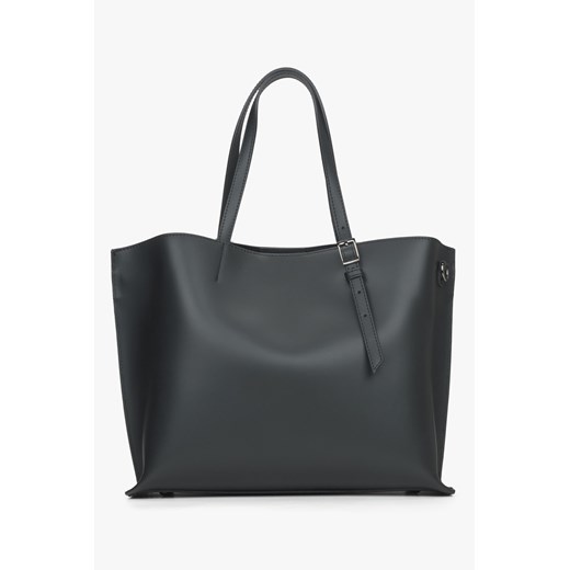 Estro: Czarna torebka damska typu shopper z włoskiej skóry naturalnej ze sklepu Estro w kategorii Torby Shopper bag - zdjęcie 172249624