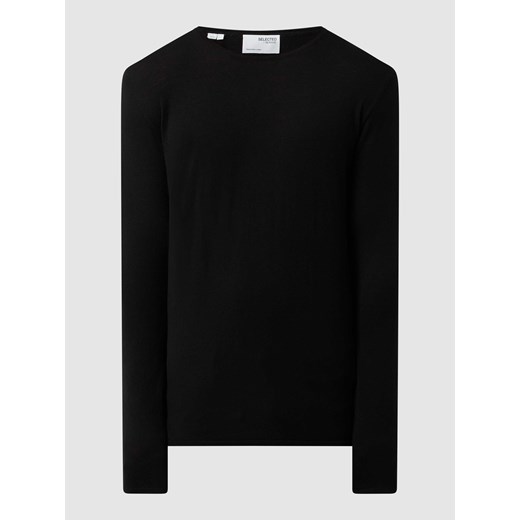 Sweter z bawełny ekologicznej i lyocellu model ‘Rome’ Selected Homme L okazja Peek&Cloppenburg 