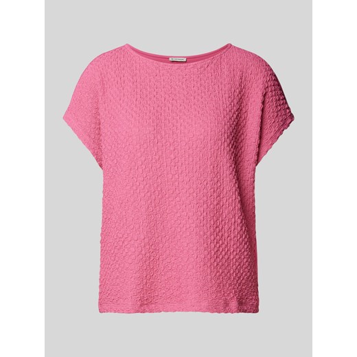 T-shirt w jednolitym kolorze z fakturowanym wzorem ze sklepu Peek&Cloppenburg  w kategorii Bluzki damskie - zdjęcie 172250391