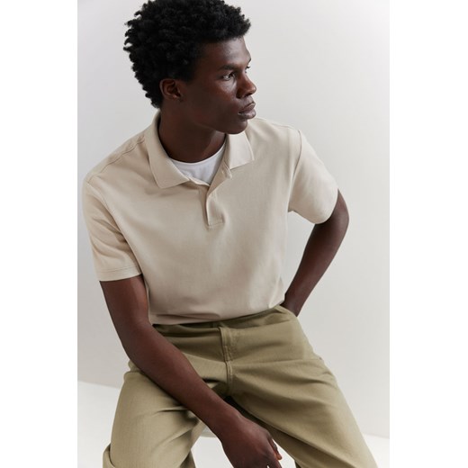 H & M - Top polo z piki Regular Fit - Beżowy H & M XXL H&M