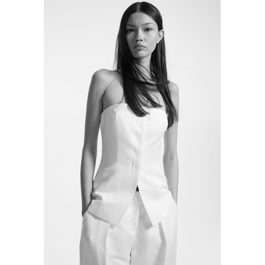 H & M - Top bandeau z domieszką lnu - Biały ze sklepu H&M w kategorii Kamizelki damskie - zdjęcie 172250782