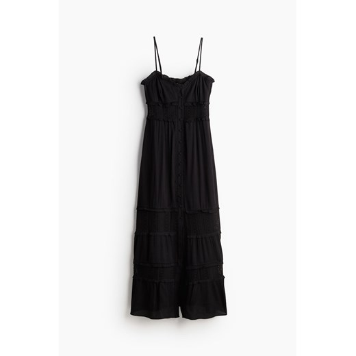 H & M - Sukienka maxi z koronkową wstawką - Czarny H & M XL H&M