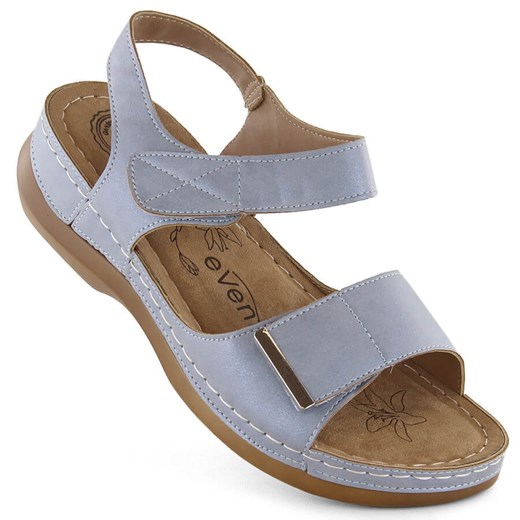 Sandały damskie komfortowe na rzepy niebieskie eVento 0146 ze sklepu ButyModne.pl w kategorii Sandały damskie - zdjęcie 172251161