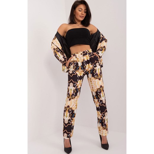 Elegancki komplet damski czarny żakiet i spodnie DHJ-KMPL-17131.32X, Kolor czarny-wzór, Rozmiar S, ITALY MODA ze sklepu Primodo w kategorii Komplety i garnitury damskie - zdjęcie 172251660