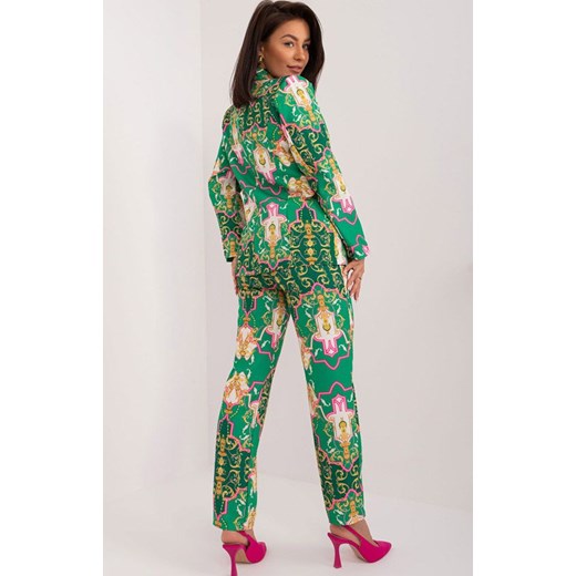 Elegancki komplet damski zielony DHJ-KMPL-17131.32X, Kolor zielony-wzór, Rozmiar Italy Moda M Primodo