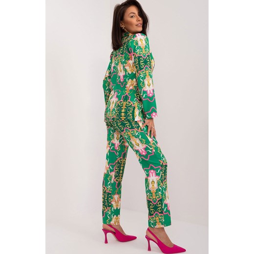 Elegancki komplet damski zielony DHJ-KMPL-17131.32X, Kolor zielony-wzór, Rozmiar Italy Moda S Primodo