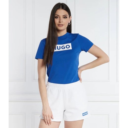 Bluzka damska Hugo Blue w stylu młodzieżowym z krótkimi rękawami z okrągłym dekoltem 