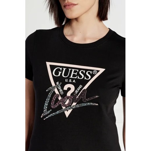 Bluzka damska Guess z okrągłym dekoltem z napisem 