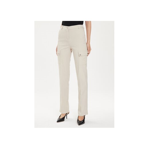Morgan Spodnie materiałowe 241-PAZZA.F Beżowy Slim Fit ze sklepu MODIVO w kategorii Spodnie damskie - zdjęcie 172254571