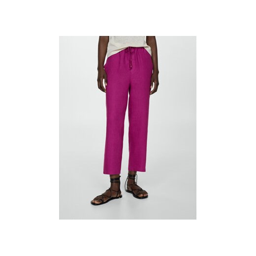 Mango Spodnie materiałowe Linen 67075724 Różowy Regular Fit ze sklepu MODIVO w kategorii Spodnie damskie - zdjęcie 172254752