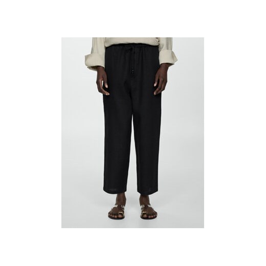 Mango Spodnie materiałowe Linen 67075724 Czarny Regular Fit ze sklepu MODIVO w kategorii Spodnie damskie - zdjęcie 172256491