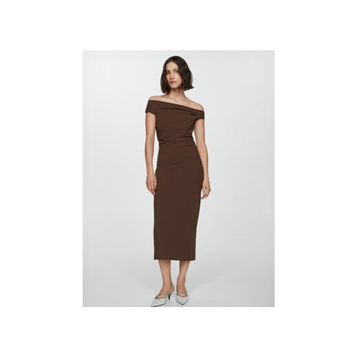 Mango Sukienka koktajlowa Twisted 67085747 Brązowy Slim Fit ze sklepu MODIVO w kategorii Sukienki - zdjęcie 172256510