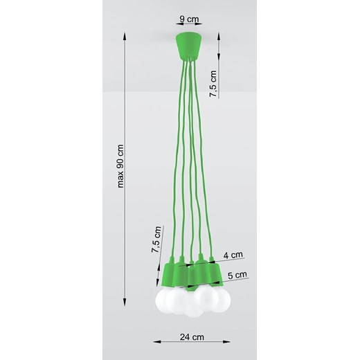 Zielona loftowa lampa wisząca - EX543-Diegi Lumes One Size Edinos.pl