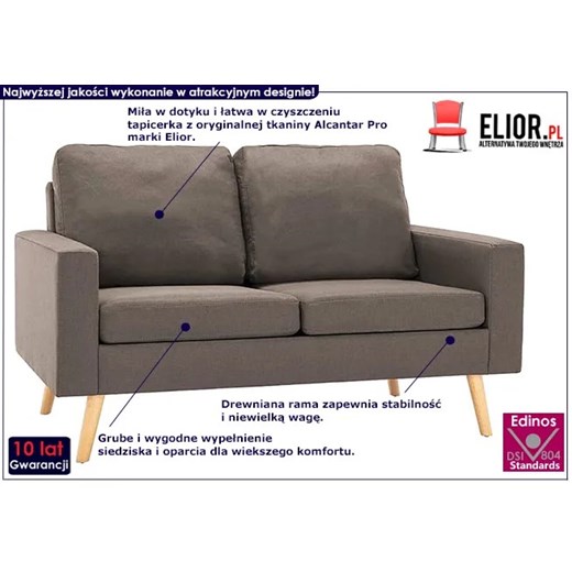 2-osobowa sofa taupe - Eroa 2Q Elior One Size Edinos.pl