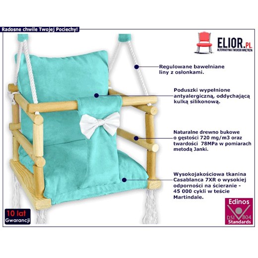 Turkusowa huśtawka do pokoju dziecka - Nelax Elior One Size Edinos.pl