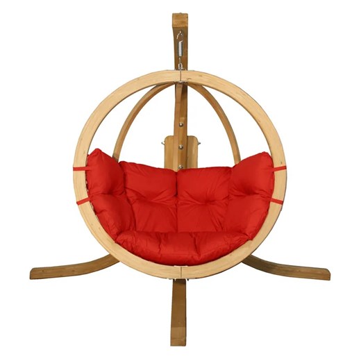 Okrągły czerwony fotel ogrodowy - Parys 2X ze sklepu Edinos.pl w kategorii Fotele wiszące - zdjęcie 172257051