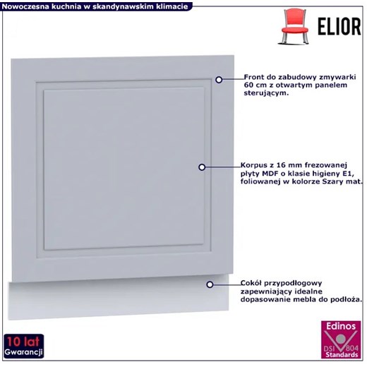 Front do zmywarki 60 cm z panelem otwartym - Lorina 20X Elior One Size wyprzedaż Edinos.pl