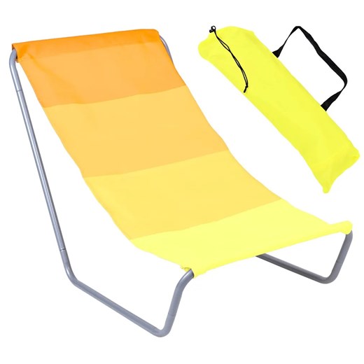 Składany leżak plażowy w żółte paski - Nimo ze sklepu Edinos.pl w kategorii Leżaki ogrodowe - zdjęcie 172257524