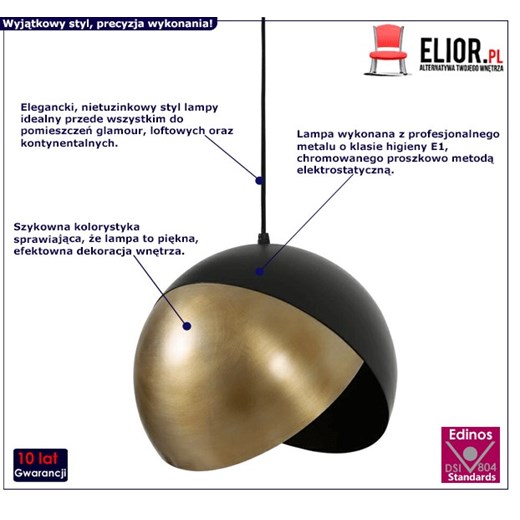 Glamour lampa wisząca Perselia 20 cm - złota Elior One Size Edinos.pl