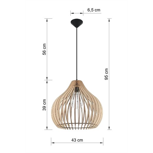 Skandynawska lampa wisząca z drewnianym kloszem - EX550-April Lumes One Size Edinos.pl