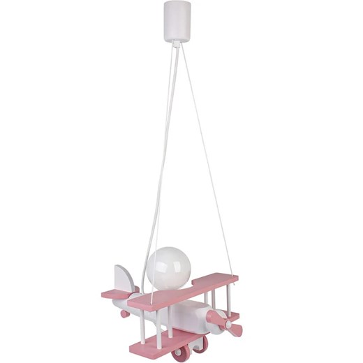 Różowa dziecięca lampa wisząca samolot drewniana - S199-Frela Lumes One Size Edinos.pl