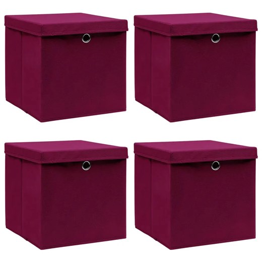 Ciemnoczerwony komplet pudełek do przechowywania 4 szt - Dazo 4X Elior One Size wyprzedaż Edinos.pl