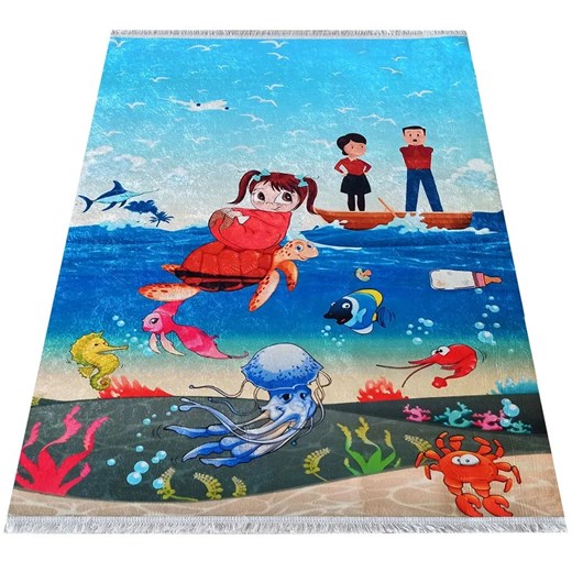 Prostokątny dywan dla dziecka wodne zwierzątka - Idem 9X ze sklepu Edinos.pl w kategorii Tekstylia dziecięce - zdjęcie 172258070