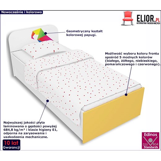 Białe łóżko dziecięce 90x200 Elif 9X - 3 kolory Elior One Size Edinos.pl