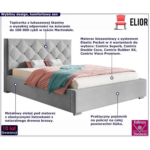 Łóżko tapicerowane z zagłówkiem 120x200 Abello 3X - 36 kolorów Elior One Size Edinos.pl
