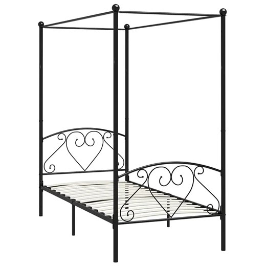 Czarne metalowe łóżko z baldachimem 120x200 cm - Elox ze sklepu Edinos.pl w kategorii Łóżka i materace - zdjęcie 172258510