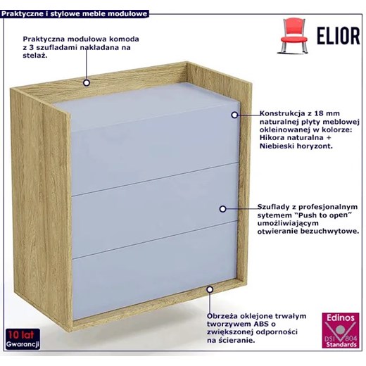 Komoda modułowa hikora + niebieski horyzont - Horizonte 4X Elior One Size Edinos.pl