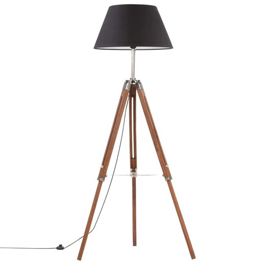 Brązowo-czarna regulowana lampa stojąca trójnóg z drewna - EX199-Nostra Lumes One Size Edinos.pl
