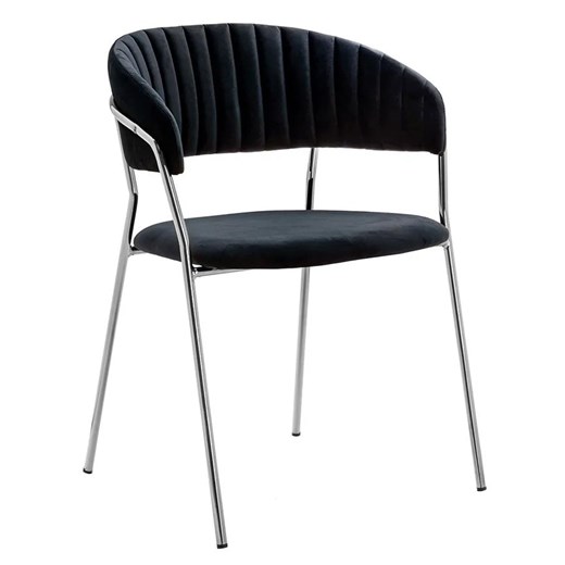 Czarne welurowe krzesło z podłokietnikami Piano 3X Elior One Size Edinos.pl